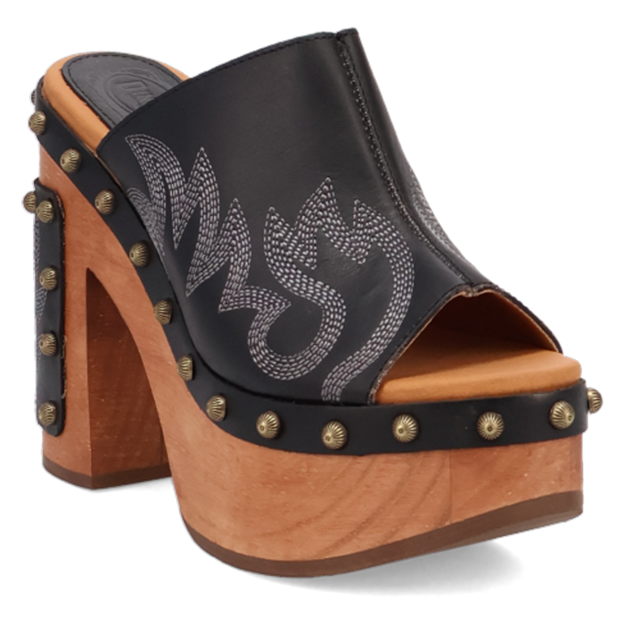 FREE SPIRIT BLACK WOODEN HEEL