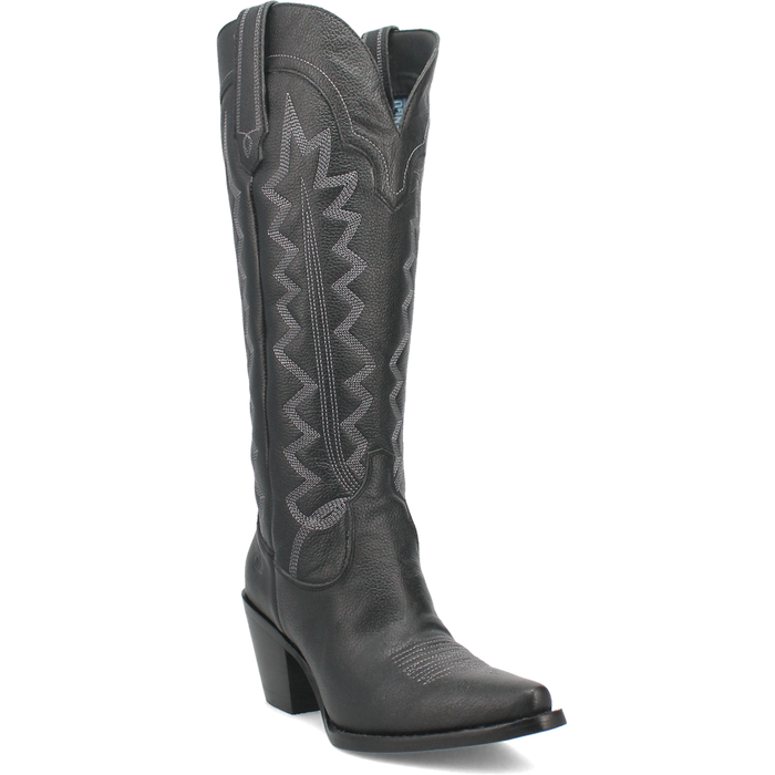BLACK WESTERN STYLED BOOT ON WHITE BACKGROUD