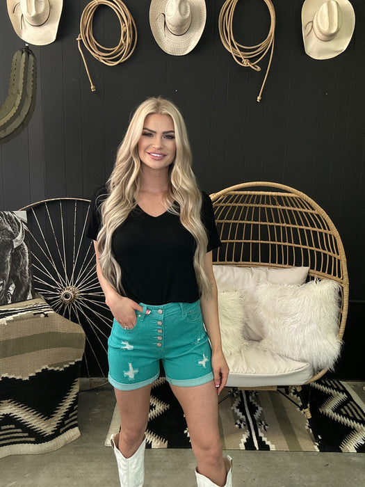 PISTOL PACKIN TURQUOISE SHORTS