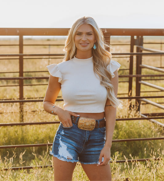 COWBOY COOL IT DARK WASH SHORTS