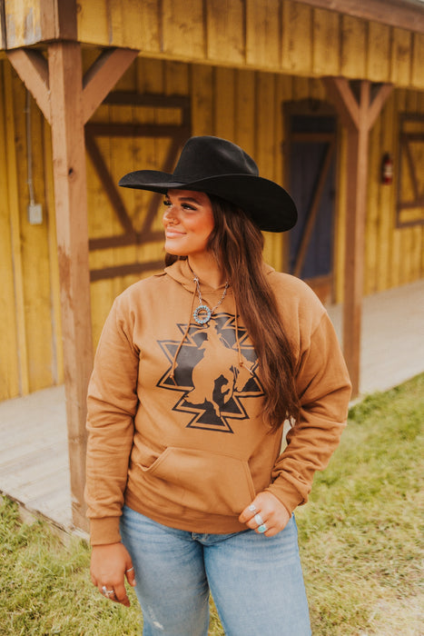 BROWN AZTEC WESTERN HOODIE