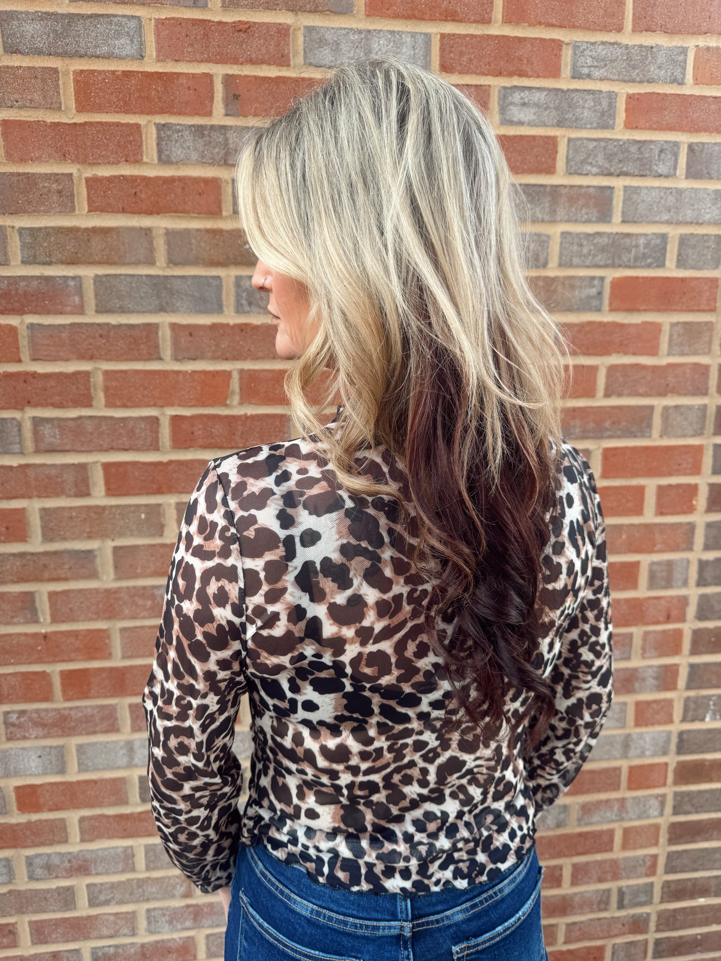LEOPARD PRINT MESH TOP