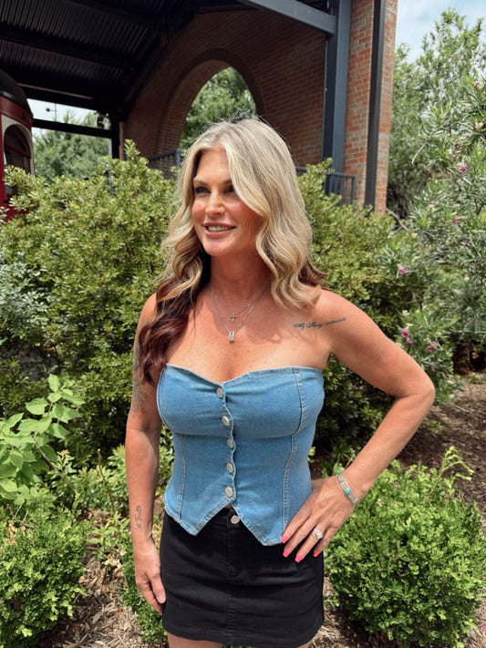 DENIM BEAUTY TOP