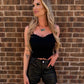 BLACK LACE FLOWER CROP TOP
