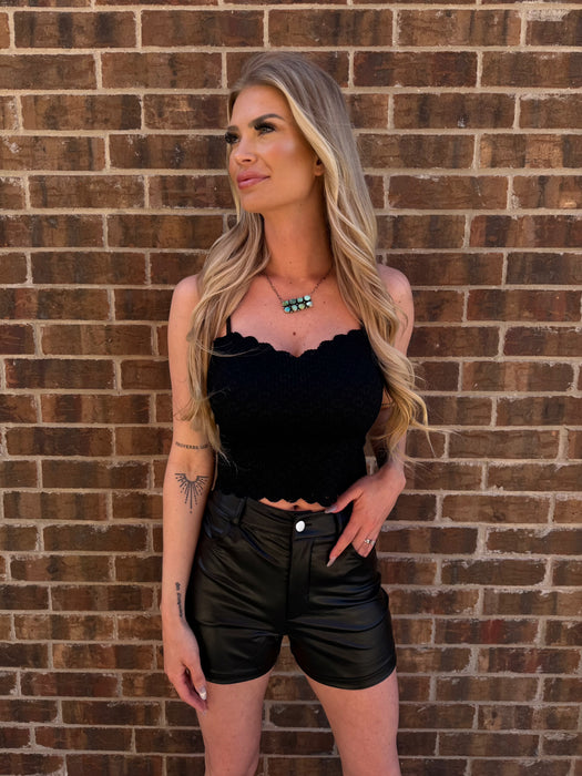 BLACK LACE FLOWER CROP TOP