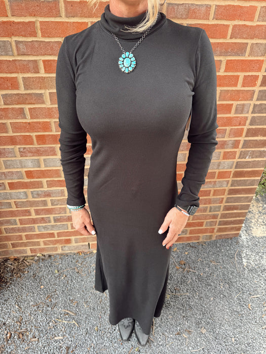 TURTLENECK DRESS BLK