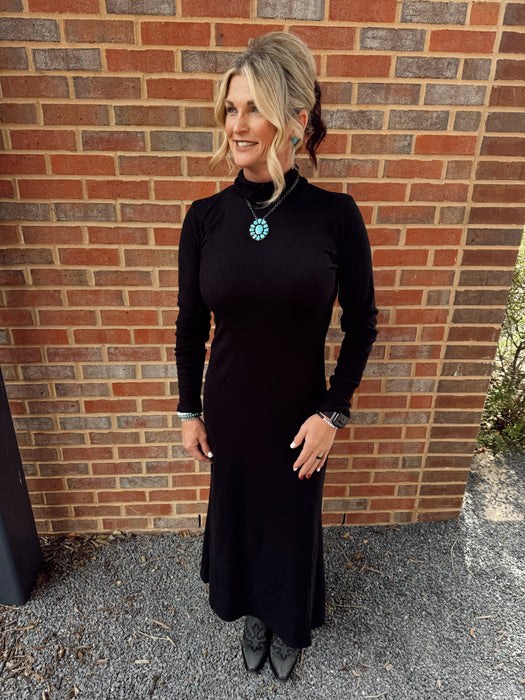 TURTLENECK DRESS BLK