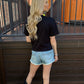 BLK LONGHORN CROP TOP