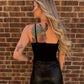 BLACK LACE FLOWER CROP TOP