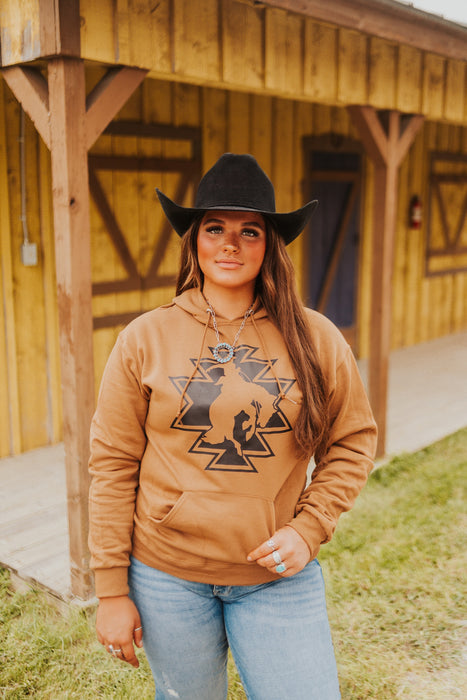 BROWN AZTEC WESTERN HOODIE