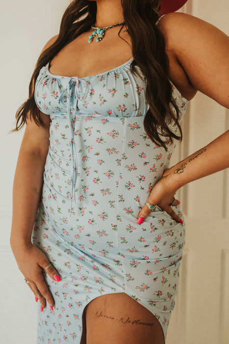 THE MACEY BLUE FLORAL DRESS