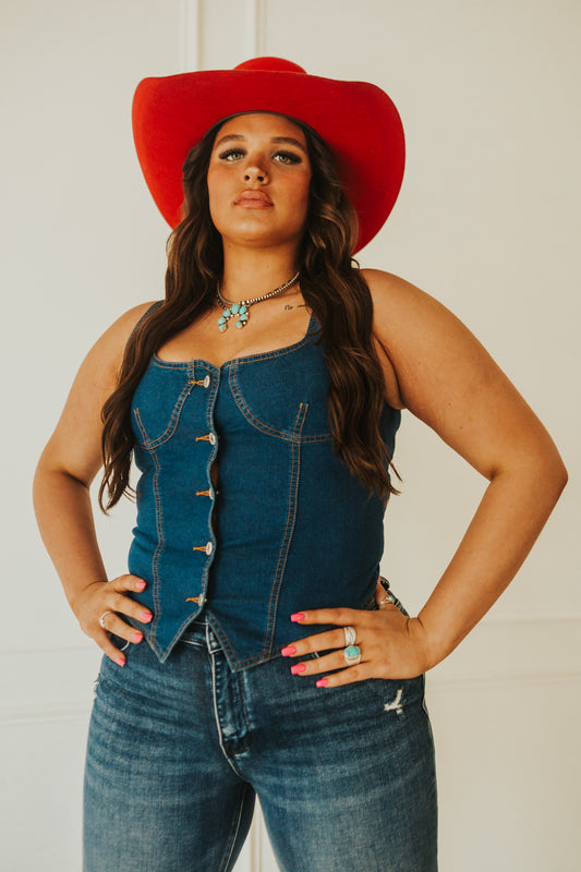 BILL THE KID DARK DENIM VEST | Western Lavish Boutique