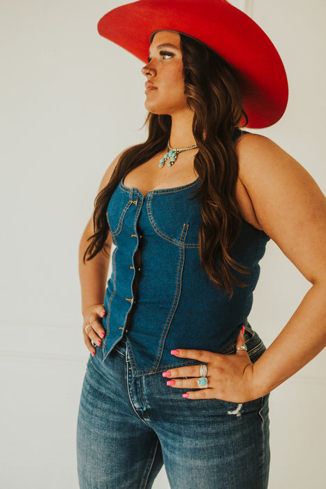 BILL THE KID DARK DENIM VEST | Western Lavish Boutique 3