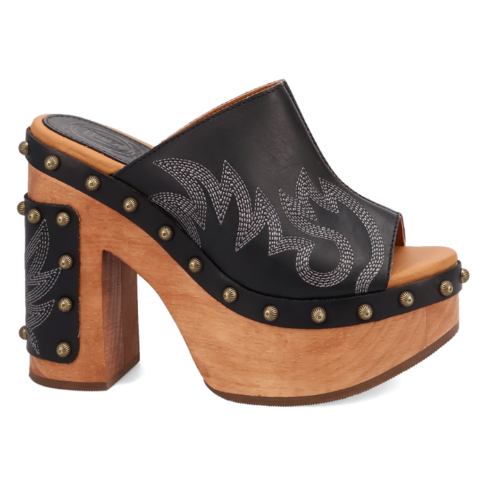 FREE SPIRIT BLACK WOODEN HEEL