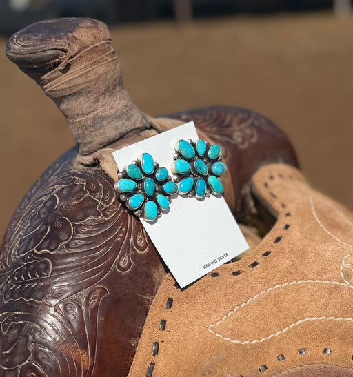 Big Turquoise Cluster Earrings