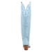 Light blue cowboy boot with decorative patterns on a white background