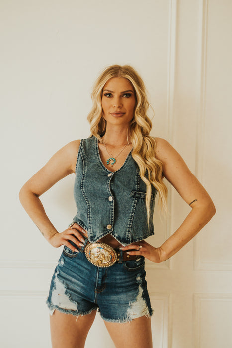 JESSE JAMES LIGHT DENIM VEST
