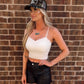SNAD BEIGE LACE FLOWER CROP TOP
