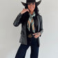 LEATHER OPEN FRONT BLAZER