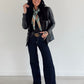 LEATHER OPEN FRONT BLAZER