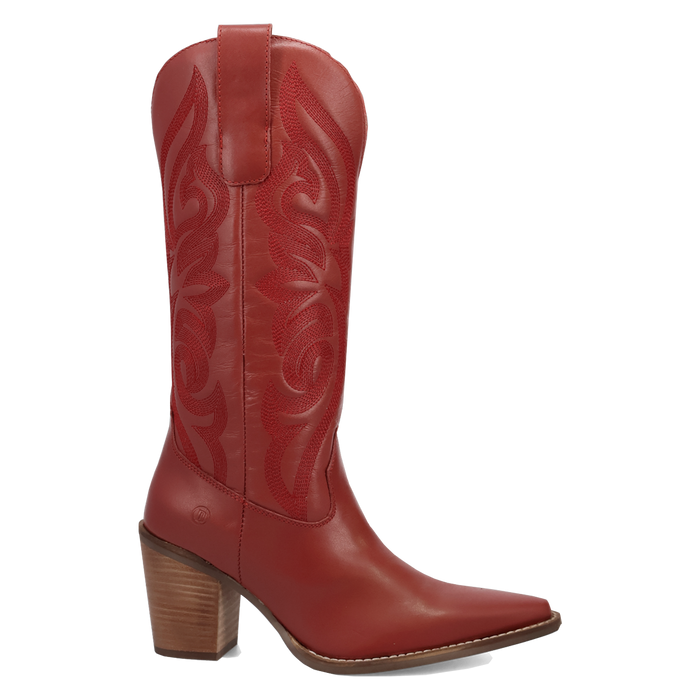 Red cowboy boot on a white background