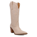 Beige cowboy boot on a white background