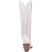 White cowboy boot with brown sole on a white background