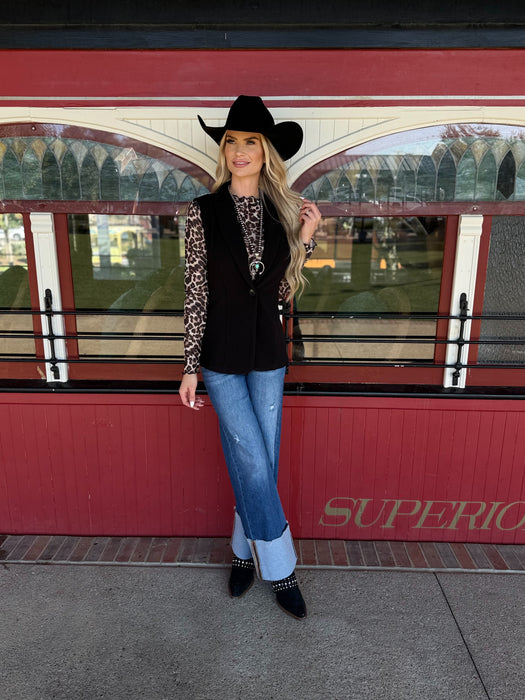 BLACK BUSINESS BLAZER TOP