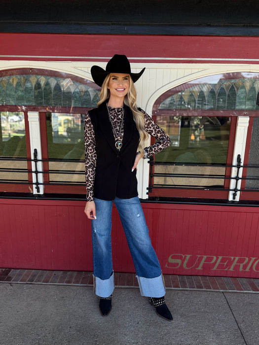 BLACK BUSINESS BLAZER TOP