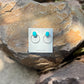 STERLING SILVER KINGMAN TURQUOISE SMALL HOOP EARRINGS