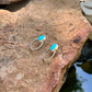 STERLING SILVER KINGMAN TURQUOISE SMALL HOOP EARRINGS