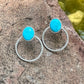 STERLING SILVER KINGMAN TURQUOISE SMALL HOOP EARRINGS