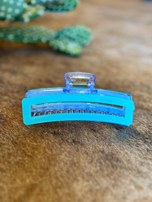 BLUE RECTANGULAR HAIR CLIP