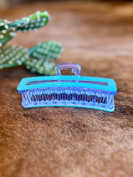 BLUE RECTANGULAR HAIR CLIP