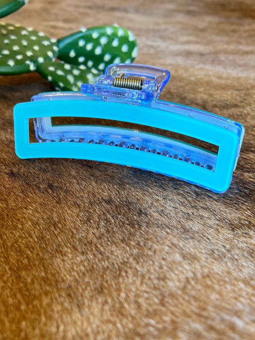 BLUE RECTANGULAR HAIR CLIP