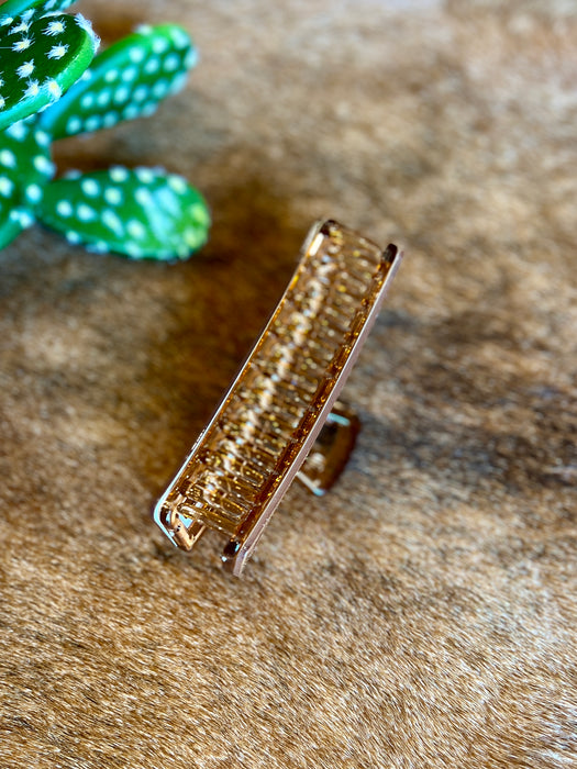 BROWN RECTANGULAR HAIR CLIP