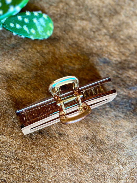 BROWN RECTANGULAR HAIR CLIP