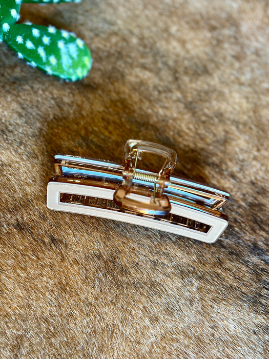 BROWN RECTANGULAR HAIR CLIP