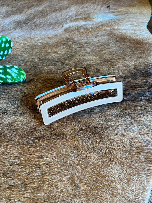 BROWN RECTANGULAR HAIR CLIP