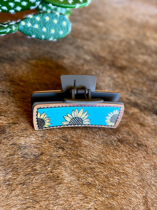 WESTERN FLOWERS LEATHER CLIP