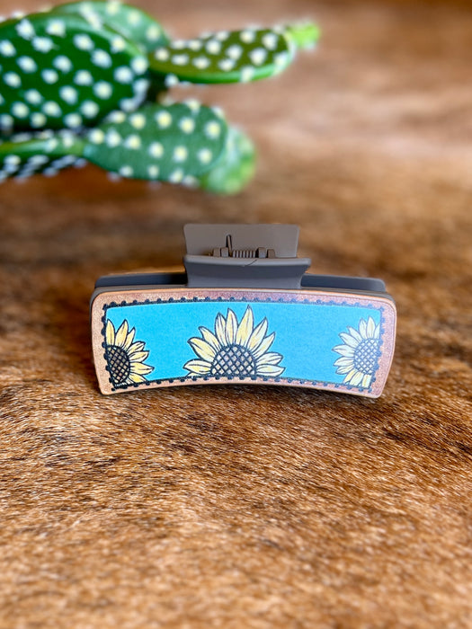 WESTERN FLOWERS LEATHER CLIP
