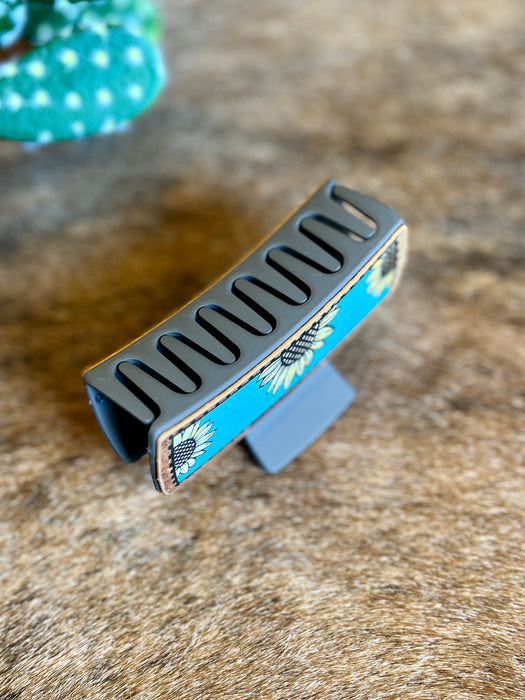 WESTERN FLOWERS LEATHER CLIP