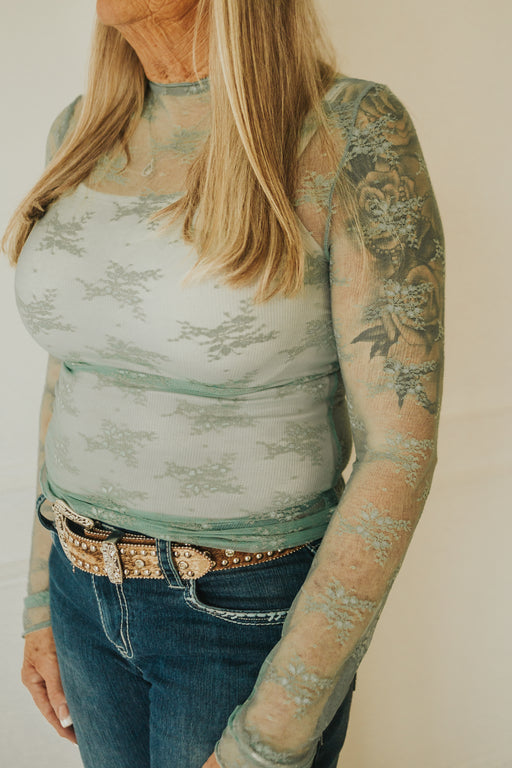 MINT STOCKYARDS MESH TOP | Western Lavish Boutique 1