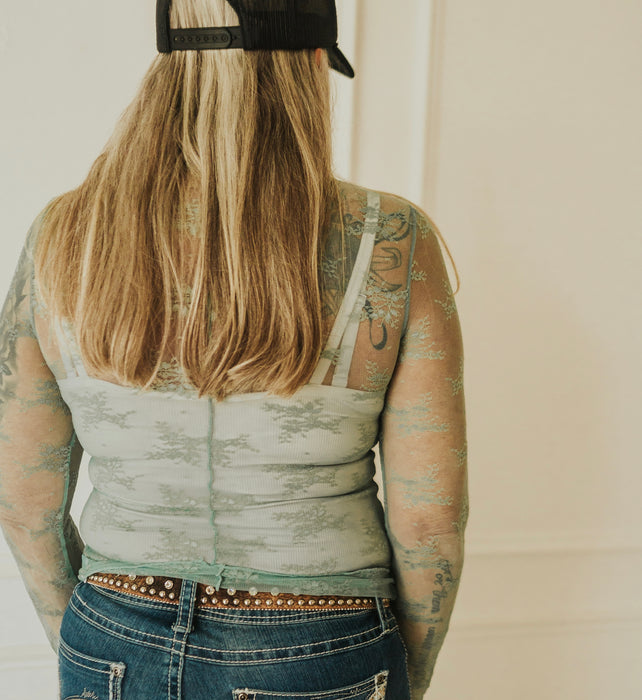 MINT STOCKYARDS MESH TOP | Western Lavish Boutique 2