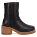 Black leather boot with a wooden heel on a white background