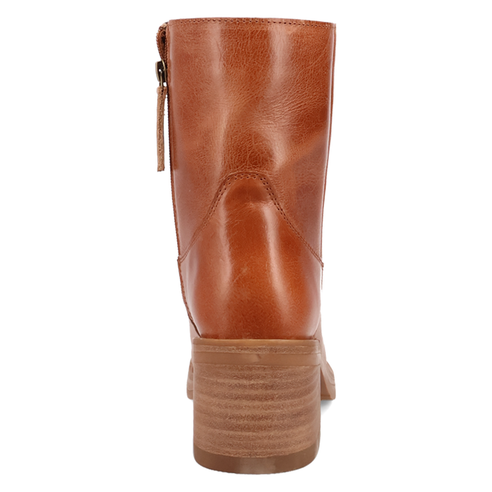 Brown leather boot on a white background