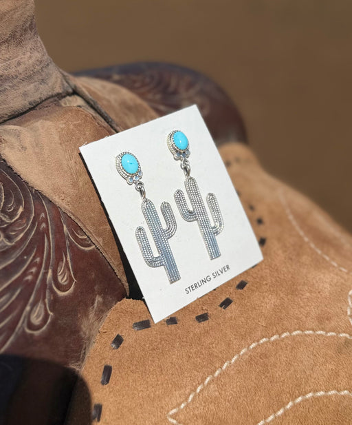 SILVER CACTUS EARRING