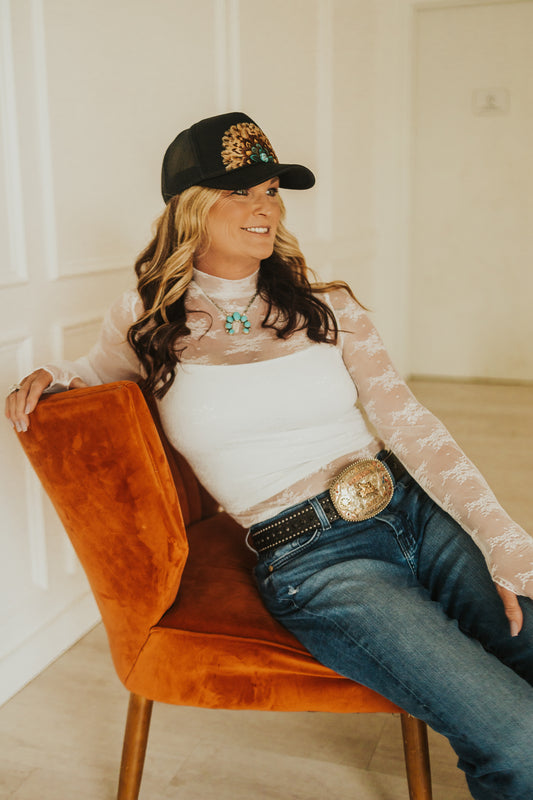 WHITE STOCK YARDS MESH TOP | Western Lavish Boutique 
