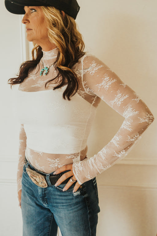 WHITE STOCK YARDS MESH TOP | Western Lavish Boutique 1