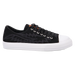 Black sneaker with white sole on a white background